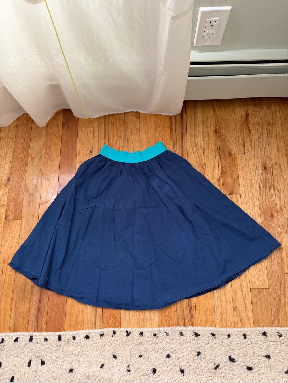 COS Navy Circle Skirt with Teal Waistband